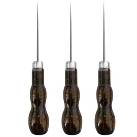Handwork Sewing Awl, 3Pcs Awl Wooden Awl Tailors Awl Professional Awl Tool Punch Awl for Leather for Sewing Crafting Leather Perforating Needle Removal