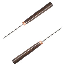 Yinluluna 2Pcs Scratch Awl Tool, Wooden Handle Slender Awl for Leather Craft Repair, Punching Stitching and Sewing