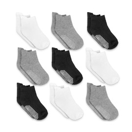 Infinno Baby Non Slip Ankle Socks 9 Pairs - Baby Socks with Grips for Infants Toddlers Kids, Boys and Girls 6-24 Months, 1T-7T