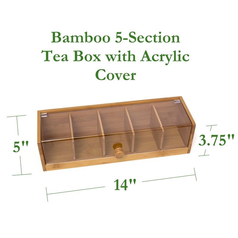Lipper International 8187 Bamboo Wood and Acrylic Tea Box with