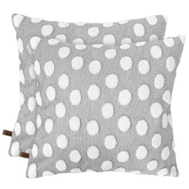 HAMUR HOME 2er Set Kissenbezüge 45x45 cm Boho Dekokissen Kissenbezug Sofakissen Dekorativ Couchkissen Kissenhülle Zierkissenbezug Set Kissen für Wohnzimmer Schlafzimmer (Point, Grau)