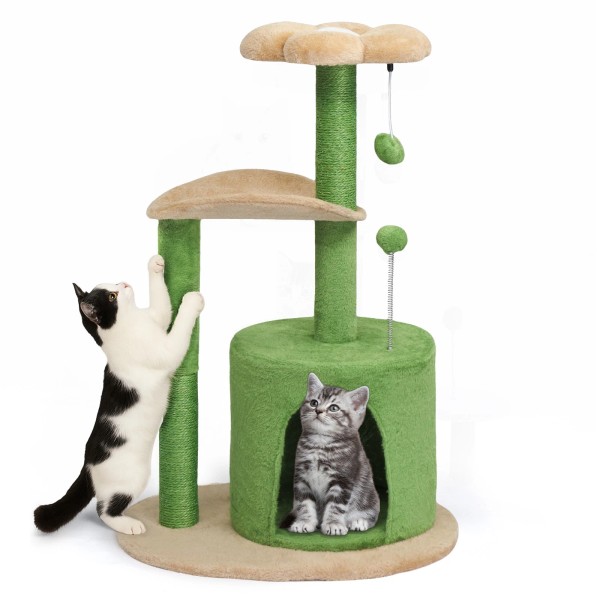 Unbranded Indoor 33" Cat Tree Flower Tower with Cat Scratching