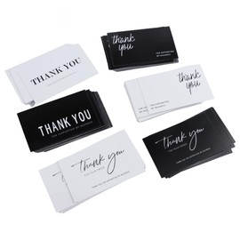 240Pcs Thank You for Support My Business Cards, 2.1" x 3.5" Black and White Customer Appreciation Note Cards for Packaging Supplies, 6 Styles, 40 Pcs Each