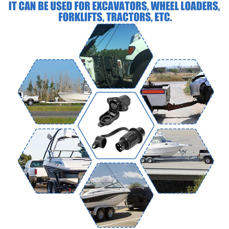 Trailer Plug 3-Pin Socket 12 V Socket 3-Pin Flat Three-Pole