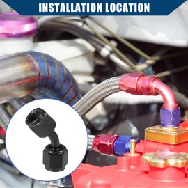 Hihaha Fuel Line Adapter Connectors/Top 45 Degree Fuel Line Connector for Cars/Robust Aluminium Alloy AN4 Female to AN4 Female/1 Piece Black