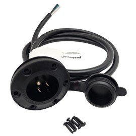 Parkworld 79575 NEMA 5-15 Port Plug Assembly Power Inlet NEMA 5-15P Molded with 12AWG Power Cord 6FT