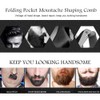 Stainless Steel Beard Comb, Portable Folding Pocket Moustache Comb for