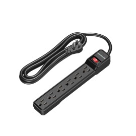 DEWENWILS 6-Outlet Power Strip Surge Protector 10 Foot Long Extension Cord Black