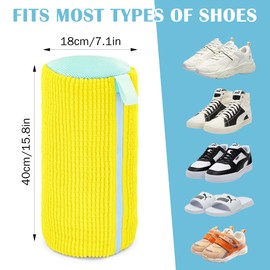 Beifon Shoe Bag Washing Machine Shoe Wash Bag Laundry Bag Laundry Net Shoes Laundry Bag with 360° Cleaning Fluff and Zip Shoe Bag for Washing Machine and Dryer (2 x Yellow)