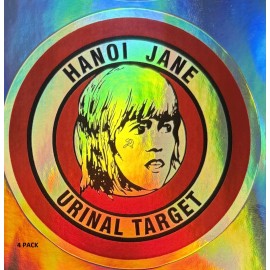 HANOI JANE FONDA URINAL TARGET STICKERS PACK OF 5 FREE BONUS HOLOGRAPHIC STICKER