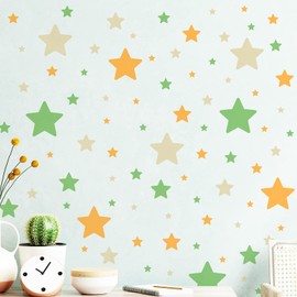 Stars Wall Stickers for Girls Kids, Vinyl Colorful Stars Wall Decals Peel and Stick, Spring Theme Stars Wall Stickers for Kids Room Nursery Girls Bedroom