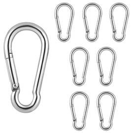 Benvo - 8 clips de mosquetón M4 de 1.57 pulgadas, mini hebilla de resorte de acero inoxidable 304, conectores de cuerda de acero inoxidable para llaveros, arnés de perro, comederos de pájaros, luces