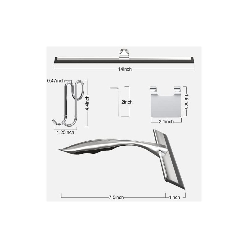 TOOVEM 14-Inch Stainless Steel Shower Squeegee with Hooks