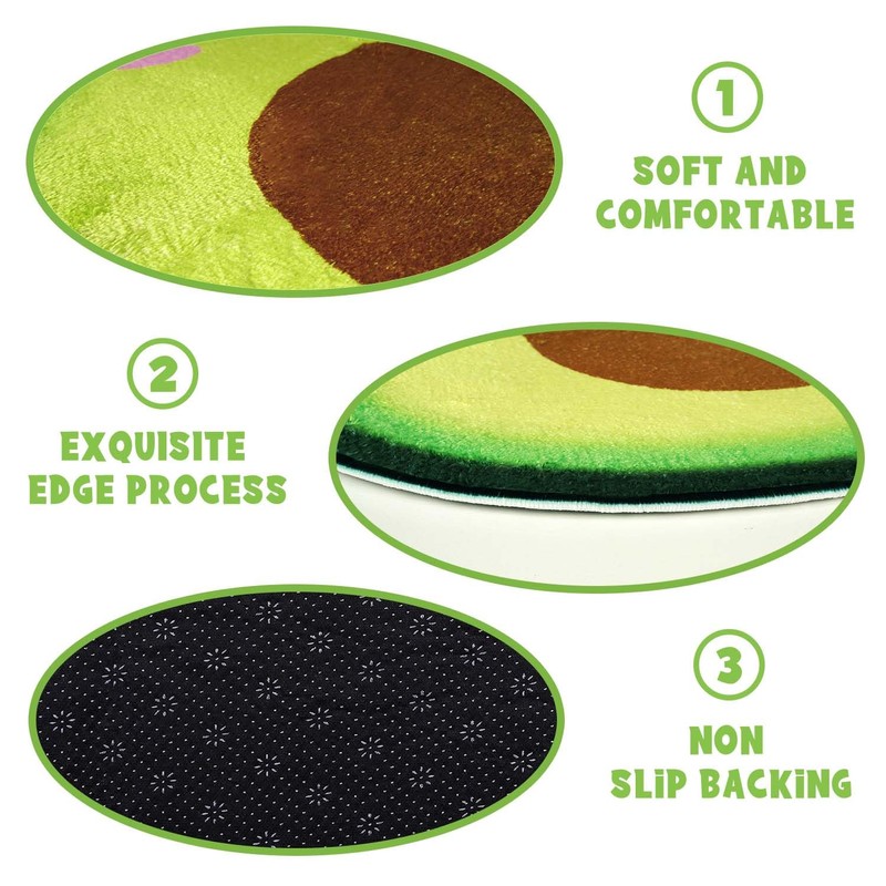 Kitcmat Cute Avocado Rug Non-Slip Soft Washable Funny Irregular Fruit