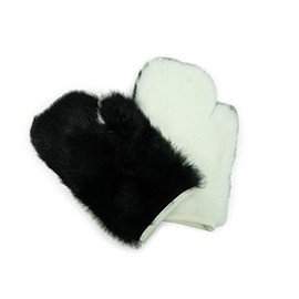 1 Pair of Real Rabbit Fur Massage Mitts, Yin Yang, One size