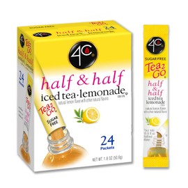 4C Powder Drink Mix Packets, Half & Half 6 Pack, 24 Count, Singles Stix On the Go, Refreshing Sugar Free Water Flavorings