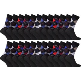 12 Pairs Mens Socks Multipack – Office & Work Argyle Socks, Warm Winter & Hiking & Ankle Socks for Men, Cotton Socks Size 6-11 (UK, Numeric, 6, 11, Regular, Regular, Argyle Diamond, Argyle Diamond)