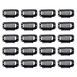Castaic 20 PCS Metal Snap Clips DIY Hair Extension Clips 9-teeth Wig Clips Wig Accessories Clips for Women Hair Extensions (Black)