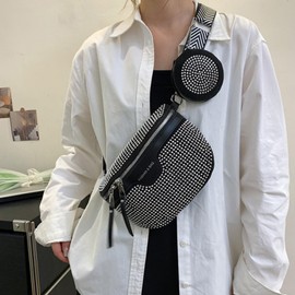 Shiny Rhinestones Crystal Waist Bag Fanny Pack for Women Girls Small Belt Bum Bag Crossbody Cell Phone Pouch for Party Beach Travel