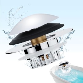 Universal Tub Stopper Bathtub Drain, Bathroom Shower Drain Tub Plug with a Built-in Hair Catcher and Cover, Pop-Up Bathtub Filter Stopper with Strainer for 1-1/2" to 1-3/4" Bath Drain Hole (1)