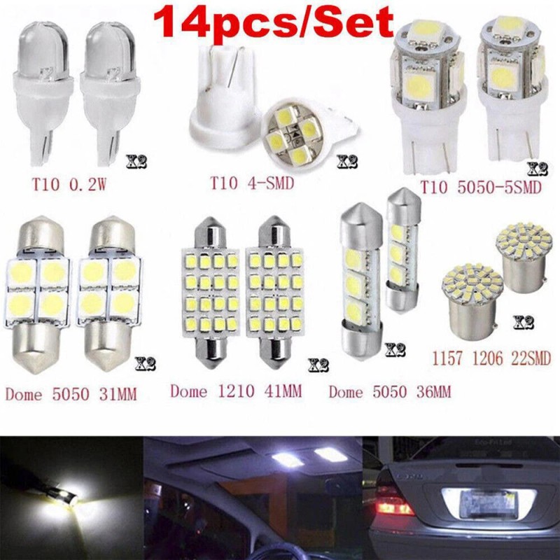 zoo3026 14Pcs LED Car Interior Light Package Kit for Dome