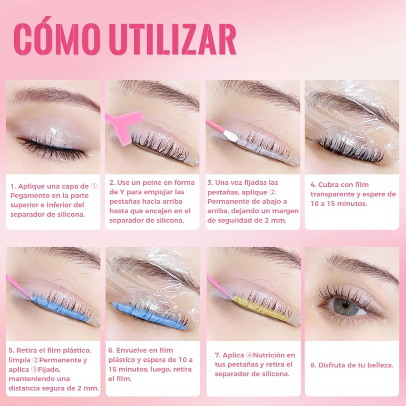 Kit De Pestañas Y Cejas Planchado Diseño Profesional Rizado Negro