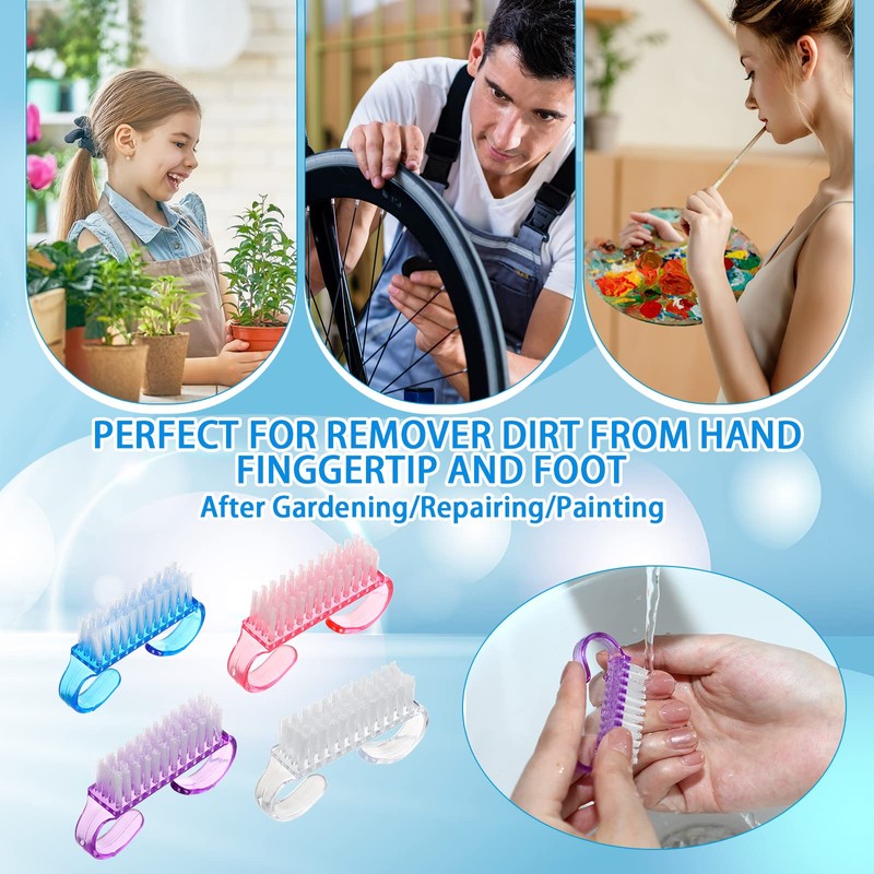 200 Pcs Handle Grip Nail Brush Fingernail Scrub Cleaning Cleaner