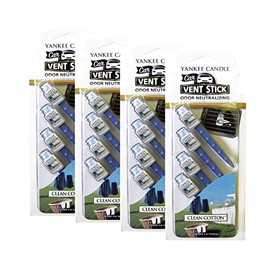 Yankee Candle Car Freshener 4-Packs with 4 Car Vent Sticks (Total 16 Sticks) (Clean Cotton)