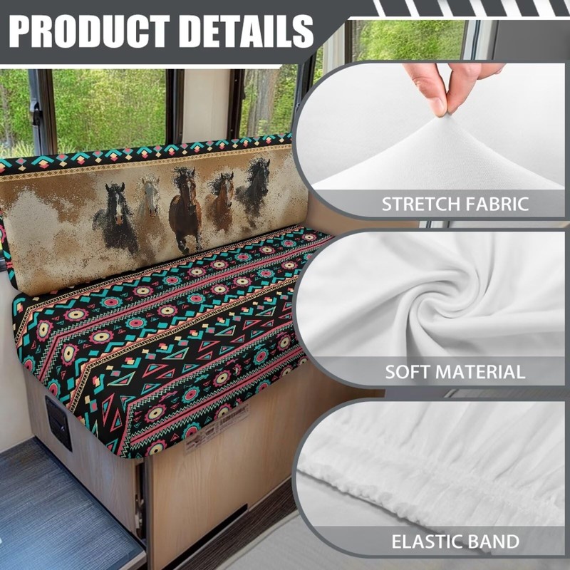 SEANATIVE Western Horse Tribal RV Couch Cushion Cover Camper Dinette
