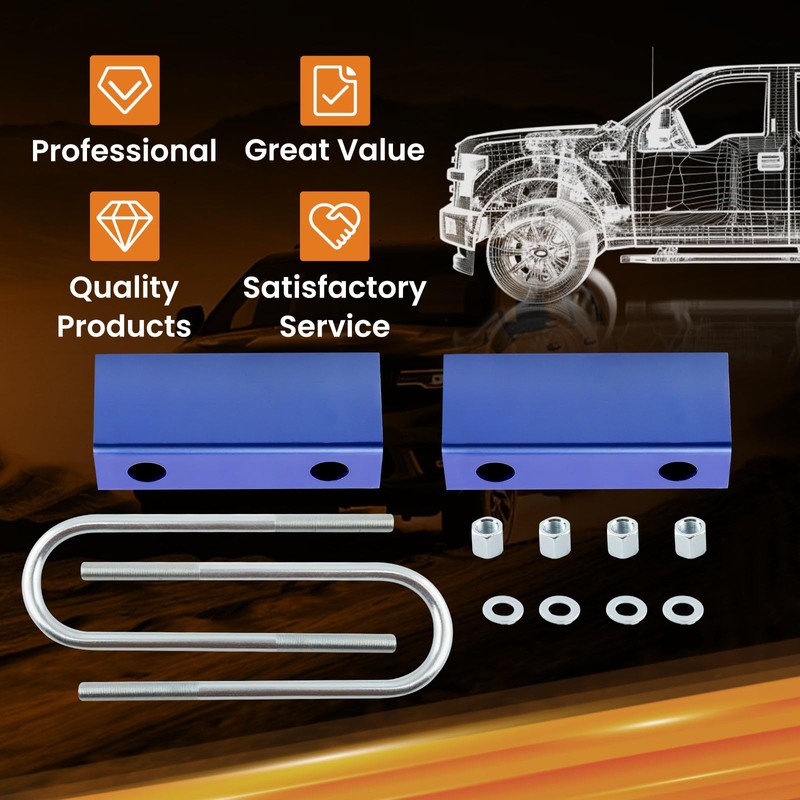 Tuningsworld 3" Lowering Block Kit and U-bolts Kit for Chevy