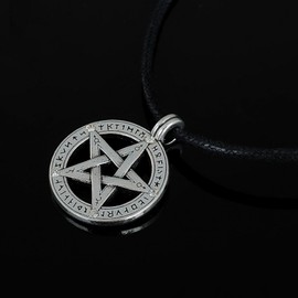 My Shape Supernatural Pentacle Pentagram Pendant Necklace Witch Protection Star Amulet Necklace Leather Rope Chain for Men Women