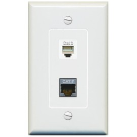 RiteAV 1 Port CAT7 1 Phone Jack Coupler Female-Female Decorative Wall Plate [Gray]