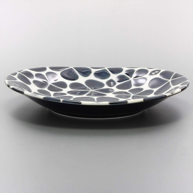 Mino Ware 132-5009 Indigo Blossom Oval Plate, Made in Japan
