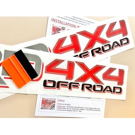 Gray & Red 4x4 Offroad Stickers Replacement Compatible with TRD, Four Wheel Drive Decal Stickers Auto Decor, for Truck Bed, Off Road Vehicle, SUV, Durable & Weatherproof, Size 22x4 inch (Set of 2)