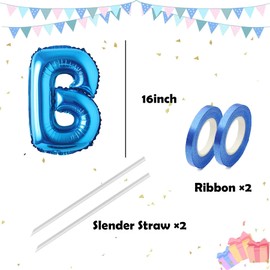 YOOGE 16 Inch Mylar Alphabet Letter Balloons Set for Wedding Birthday Party Banner Decoration (Pack of 26pcs) (Blue)