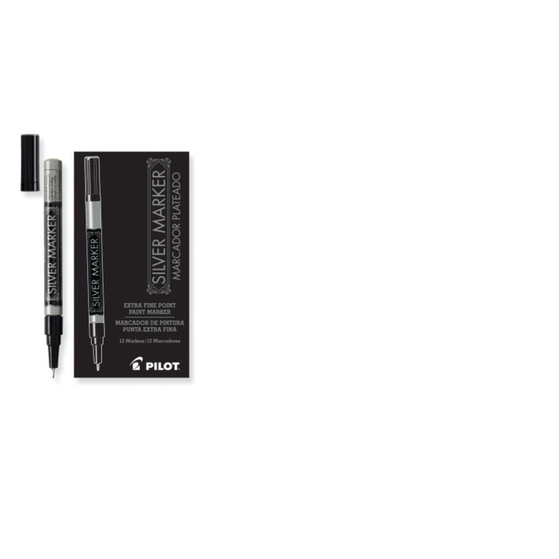 PILOT Metallic Permanent Paint Markers, Silver, Extra Fine Point, 12-Pack