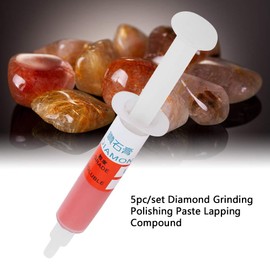 Akozon Diamond Grinding Paste 5 Pcs/Set Diamond Grinding Polishing Paste Lapping Compound Grit W0.5-W40 320~10000(W1.5# 6000)