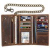 F&L CLASSIC RFID Blocking Mens Tri-fold Long Style Cowhide Leather