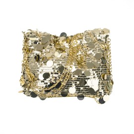 Sither Evening Handbag Large Sequin Evening Bag Link Chain Purses for Women Glitter Sparkly Handbag for Prom Party Gift, Gold, Medium