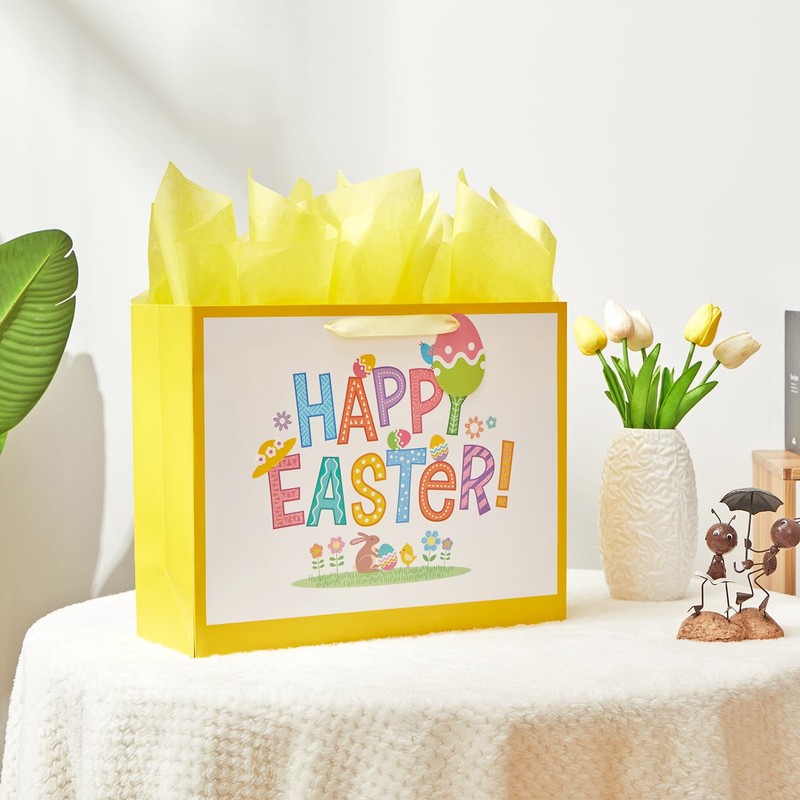 Bobobag 16" Large Easter Gift Bag with Tissue Paper and
