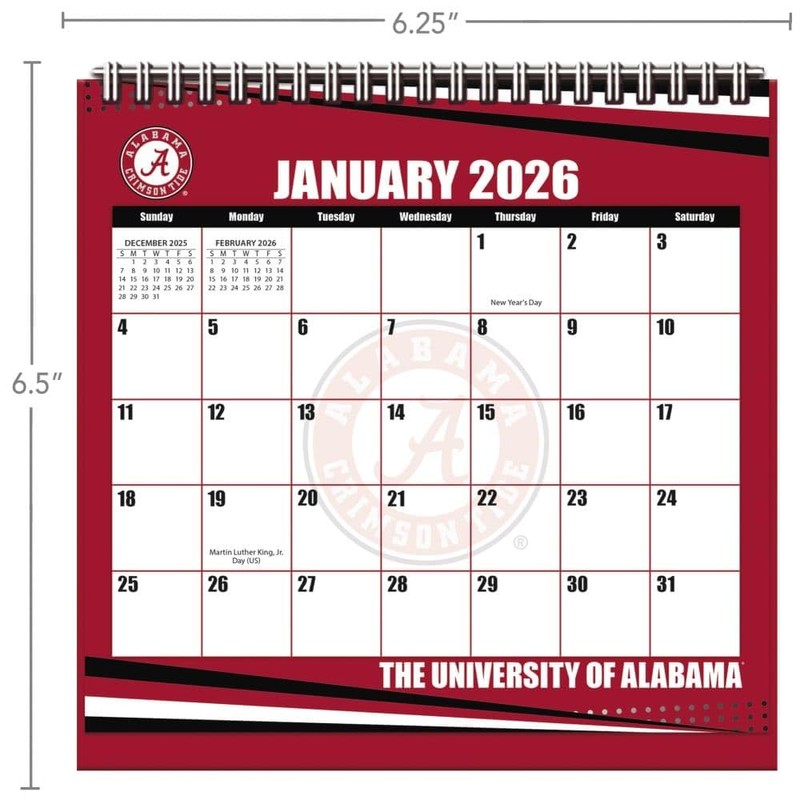 TURNER SPORTS Alabama Crimson Tide 2026 Easel Desk Calendar (26998902003)