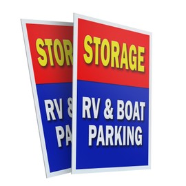 Storage Rv & Boat Parking (2-Pack) 24" x 36" Plastic Signs | Sign Insert 4mm Corrugated Plastic Signs Storefront Window Poster