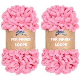 JubileeYarn Fun Finger Loops Yarn - Polyester Jumbo Weight Loop Yarn - 100g/Skein - Tickled Pink - 2 Skeins