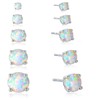 GEMSME 18K White Gold Plated 3/4/5/6/7mm Round Opal Stud Earrings