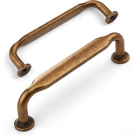 Amerdeco 10 Pack Antique Brass Cabinet Pulls 6.3 Inch(160mm) Hole Centers Kitchen Cabinet Handles Solid Zinc Alloy Cabinet Hardware Drawer Pulls AM017