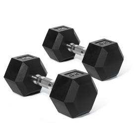Ritfit 5-650 LBS PVC Encased Hex Dumbbell Sets with Optional Rack for Home Gym, Hand weight with Chrome Handle for Strength Training,Workouts,25LB