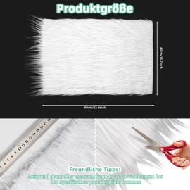 Faux Fur Sold by the Metre Fabric 60 x 40 cm / 23.6 x 15.7 inches, Faux Fur Sold by the Metre for DIY Crafts, Upholstery Cover, Floor Decoration Mat, Gnome Beard Hair (White)