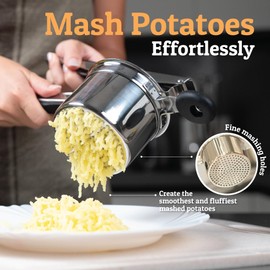 PriorityChef Large 15oz Potato Ricer with 3 Discs, Heavy Duty Stainless Steel Potato Ricer for Mashed Potatoes, Potato Masher, Press and Ricer Kitchen Tool, Olive Green
