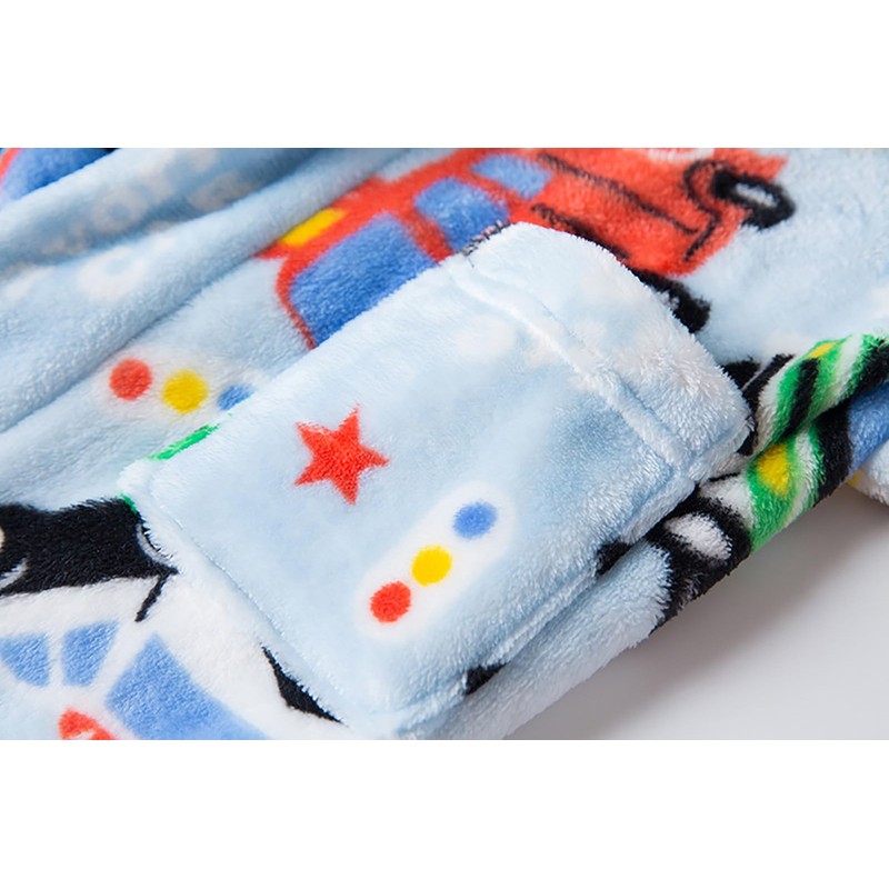NautySaurs Boys Soft Warm Hooded Flannel Fleece Bathrobe for Kids,