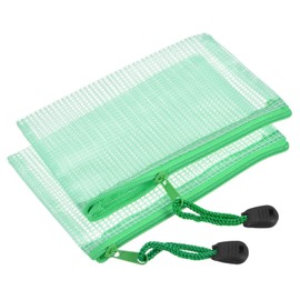 YOKIVE 3 Pack Mesh Zipper Bags, A6 Mesh File Pockets Plastic Document Pouch, Great for Office Appliances Travel Storage(Green)